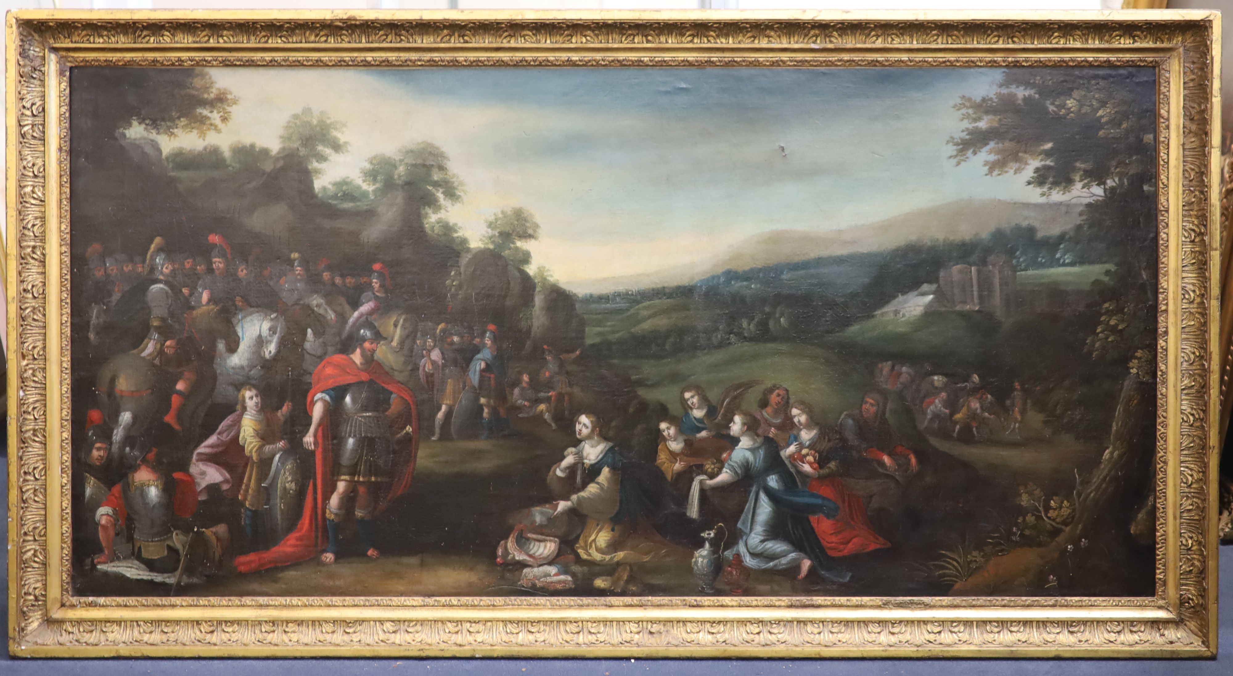 18th century Flemish School Biblical scene 33.5 x 68in.